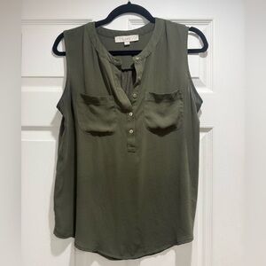 LOFT Army Green Sleeveless Blouse